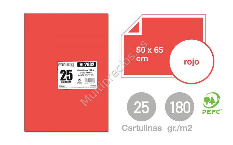 CARTULINA ROJO 25UND 50X65CM (25)