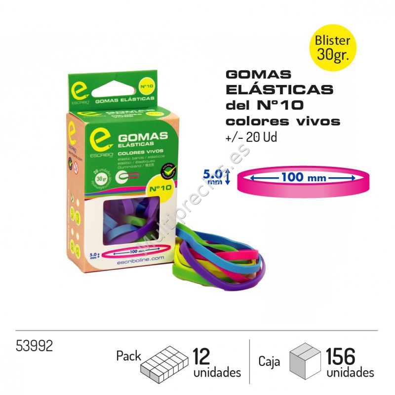GOMAS ELASTICA COLORES Nº10 (30GR,+/-20 (0)
