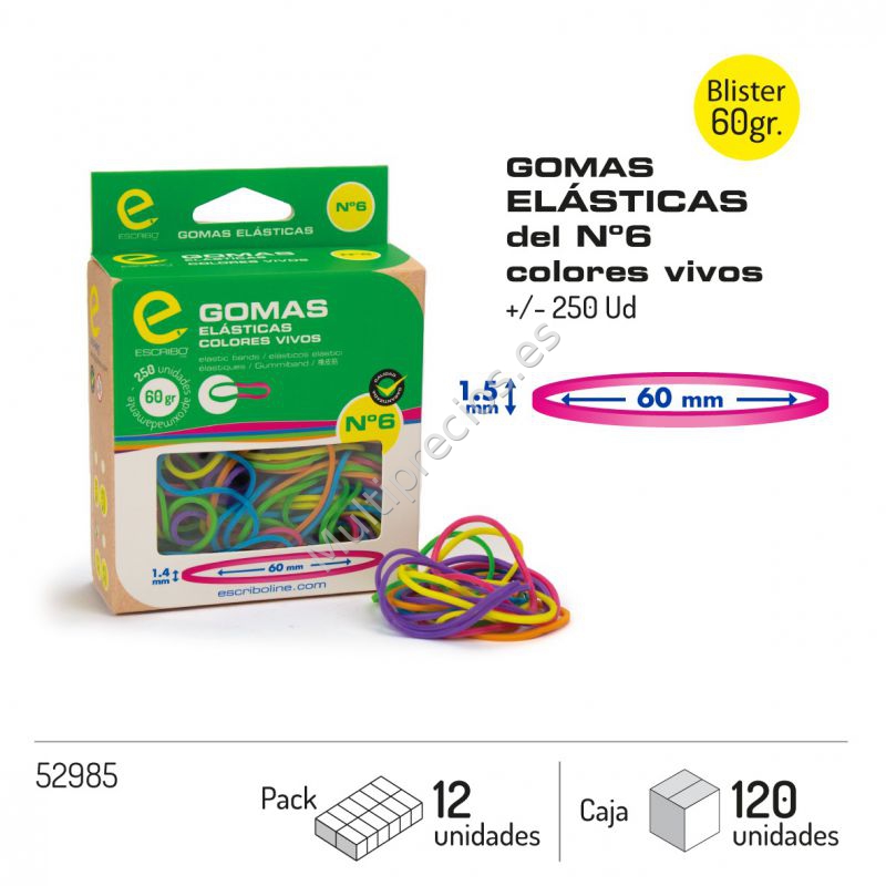 GOMAS ELASTICA COLORES Nº6 (60GR,+/-250+ (0)
