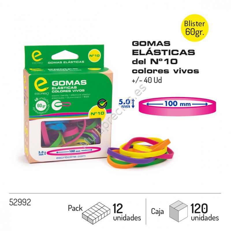 GOMAS ELASTICA COLORES Nº10 (60GR,+/-40 (0)