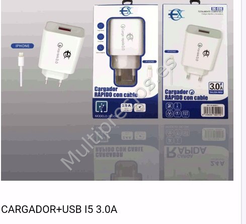 CARGADOR+USB IPHONE 3.0A EX (0)