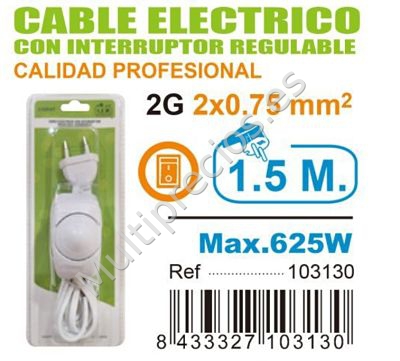 CABLE + INTERRUPTOR 2X0.75MM 2M BLANCO (0)