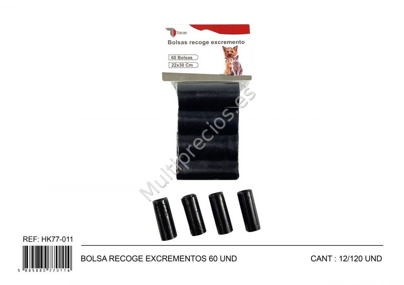BOLSA RECOGE EXCREMENTOS 60UND HK77-011/ (0)
