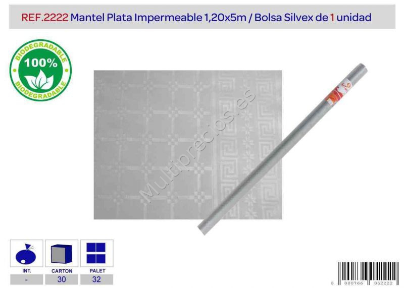 MANTEL IMPERMEABLE 1.20X5M PLATA (0)