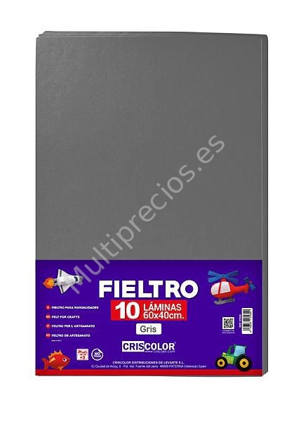 FIELTRO 40X60CM  GRIS 10UDS. (10)
