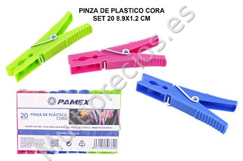 PINZAS 8.9X1.2CM 20UND PLASTICO CORA (0)